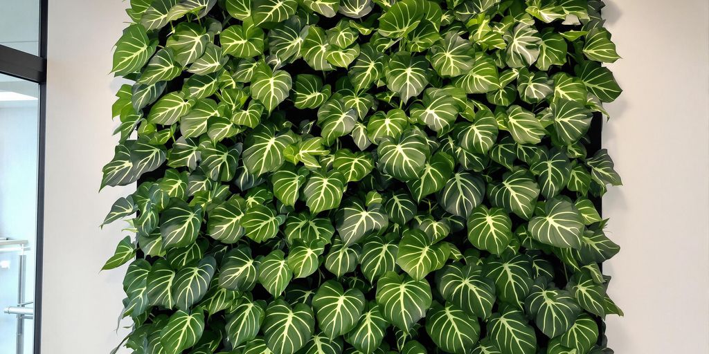 Calathea orbifolia en jardín vertical interior