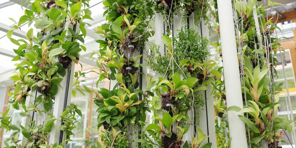 Plantas epífitas amazónicas creciendo en sistema vertical.